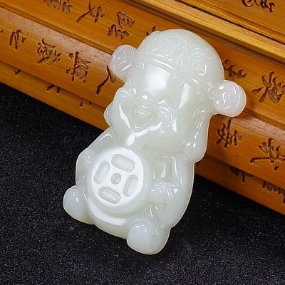 和田白玉财神,羊脂白玉吊坠,白玉吊坠,青白玉吊坠,青玉吊坠,天然和田玉吊坠,定制加工