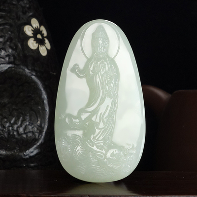 和田白玉吉祥如意,羊脂白玉吊坠,青白玉吊坠,青玉吊坠,白玉吊坠,碧玉吊坠,天然和田玉吊坠,定制加工