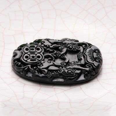 墨玉金蟾吊坠，墨绿石吊坠等定制加工服务，南阳一心玉器有限公司
