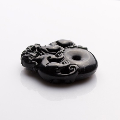 Black jade double pixiu safety buckle