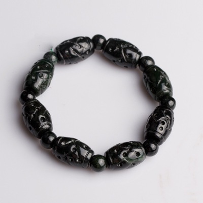 墨玉路路通手串-定制加工-蛇纹石