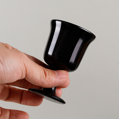 墨玉高脚酒杯,蛇纹石玉杯,药王石杯,墨玉药王石杯,陨石杯,定制加工