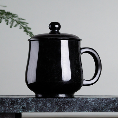 墨玉禅意茶杯,药王石茶杯,蛇纹石玉茶杯,墨玉药王石茶杯,能量石茶杯,定制加工