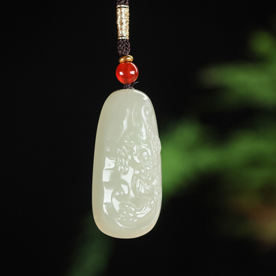 和田玉龙吊坠,青海料浅青色吊坠,天然和田玉吊坠,羊脂白玉吊坠,定制加工