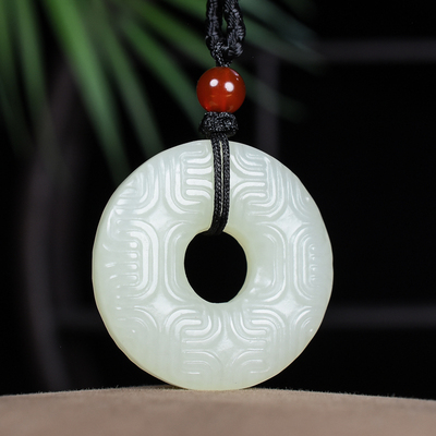 和田白玉吉祥平安扣,羊脂白玉吊坠,碧玉吊坠,青玉吊坠,白玉吊坠,定制加工