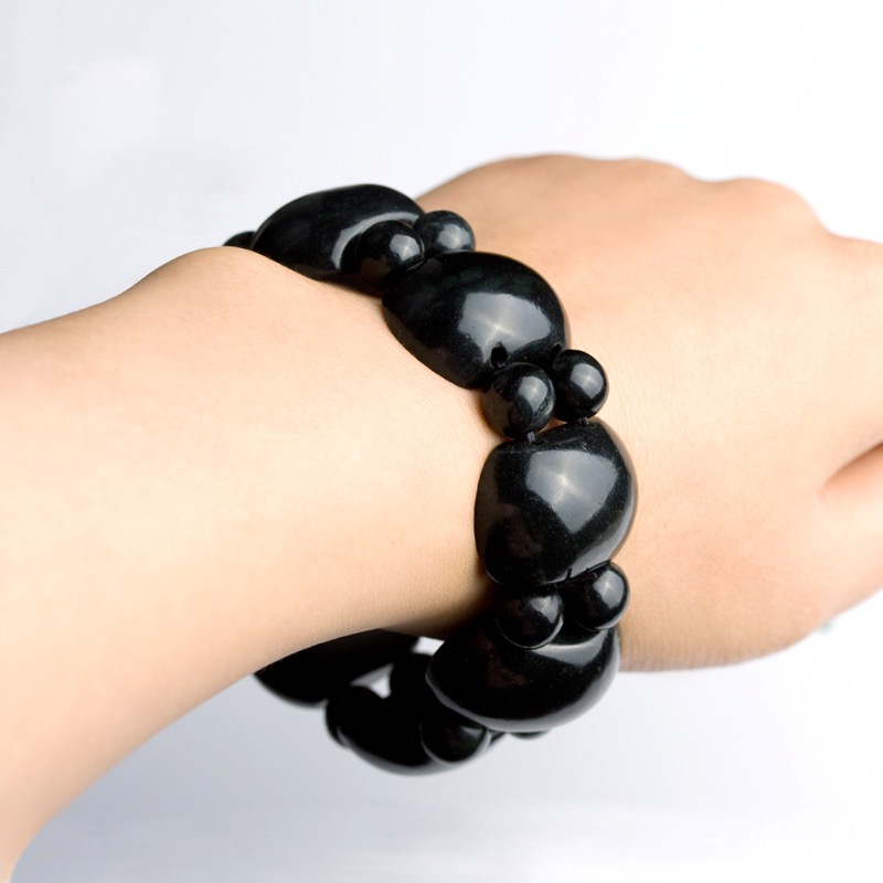 墨玉椭圆片手串手链蛇纹石玉手串药王石手链墨绿玉手串陨石手链定制加工 115.jpeg