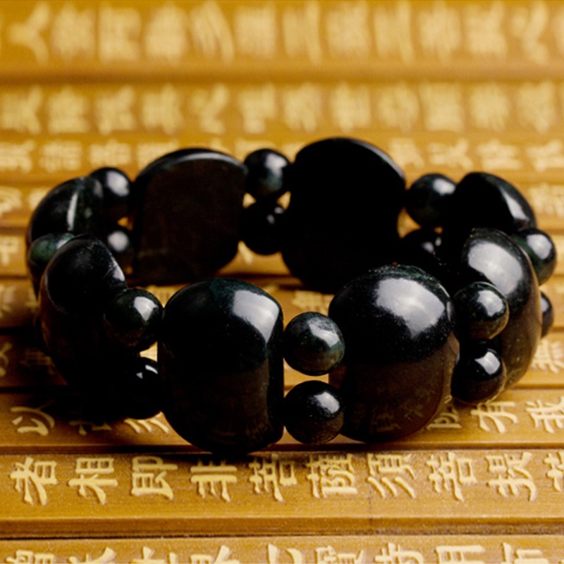 墨玉椭圆片手串手链蛇纹石玉手串药王石手链墨绿玉手串陨石手链定制加工 119.jpeg