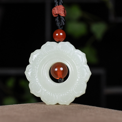 和田白玉吊坠,青玉手链,碧玉手镯,羊脂白玉项链,双面莲花,定制加工