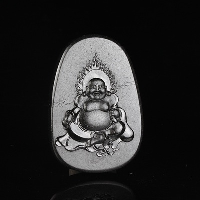 墨玉弥勒佛，蛇纹石玉，陨石，墨绿石吊坠定制加工，南阳一心玉器有限公司